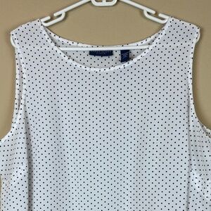 Karen Scott White w/ Black Polka Dots Sleeveless Camisole Tank Blouse; Size 2X